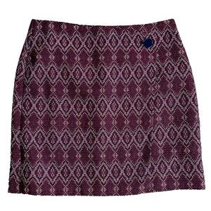LOFT Burgundy Diamond Snack Skin Print Short Mini Pencil Skirt Size 8